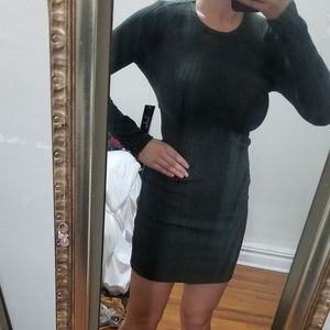 Open/Crossed Back Olive Green Sweater Dress